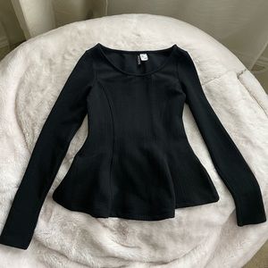 Long Sleeves Women Black Top